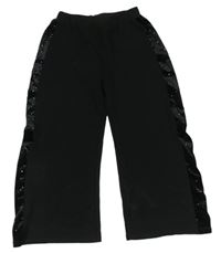 Černé široké teplákové kalhoty se sametovým pruhem H&M
