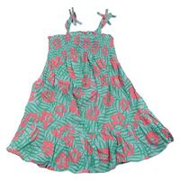 Zeleno-růžové květované vzorované šaty Primark