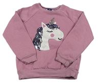 Růžová třpytivá mikina s jednorožcem z flitrů Kiki&Koko