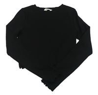 Černé žebrované crop triko Matalan