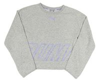 Šedá melírovaná crop mikina s logem Puma
