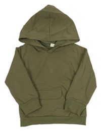 Khaki lehká mikina s kapucí 