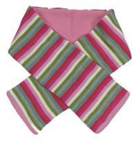 Růžovo-zeleno-šedá pruhovaná pletená/fleecová šála 