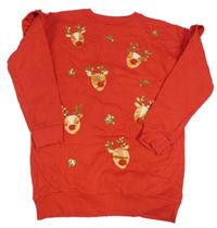 Červená mikina se soby zn. F&F