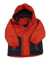 Červeno-tmavomodrá šusťáková zimní funkční bunda s kapucí Tchibo