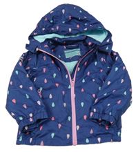 Modrá vzorovaná šusťáková zateplená bunda s kapucí Impidimpi