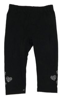 Černé crop legíny se srdíčky z flitrů Kiki&Koko
