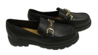 Nové - černé koženkové mokasíny s ozdobou vel. 38