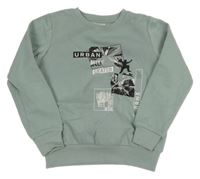 Šedozelená mikina s potiskem Pocopiano