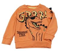 Oranžová mikina s dinem a nápisem a ostny F&F