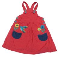 Tmavorůžové laclové manšestrové šaty s květinami 