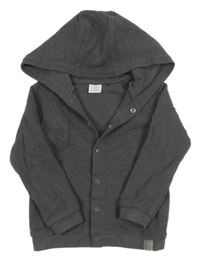 Tmavošedá žebrovaná propínací lehká mikina s kapucí Next