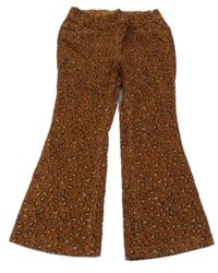 Hnědé vzorované flare manšestráky se srdíčky C&A