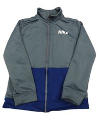 Tmavošedo-modrá sportovní funkční propínací mikina s logem Nike