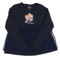 Tmavomodrá tunika s tylem a ptáčkem Lupilu