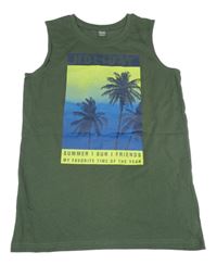 Khaki tílko s palmami Y.F.K.