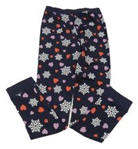 Tmavomodré pyžamové kalhoty se srdíčky a vločkami Miso