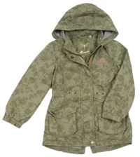 Khaki vzorovaná plátěná jarní parka s kapucí C&A