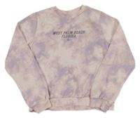 Růžovo-fialová vzorovaná mikina s nápisem H&M