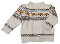 Smetanový svetr se vzorem a liškami Matalan