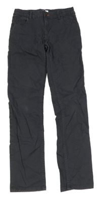 Tmavošedé plátěné skinny fit kalhoty hema
