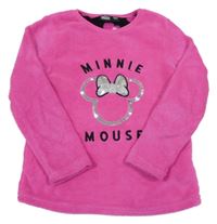 Růžové chlupaté pyžamové triko s Minnie Disney