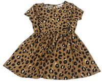 Hnědé šaty s leopardím vzorem E-Vie