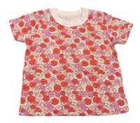 Červeno-růžové květované tričko Amazon