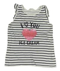 Tmavomodro-bílý pruhovaný top se srdíčkem H&M