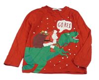 Červené triko se Santou a dinem H&M