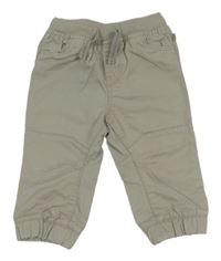 Světlešedé plátěné kalhoty s úpletovým pasem Obaibi