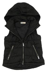 Černá šusťáková zateplená vesta s kapucí H&M