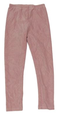 Růžové žebrované sametové legíny Matalan