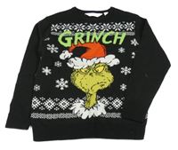 Černo-bílo-zelený svetr s Grinchem a norským vzorem H&M