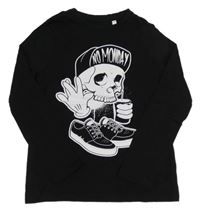 Černé triko s lebkou C&A