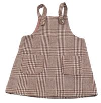 Fialovo-bílé kostkované laclové vlněné šaty Next