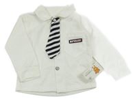 Nové - Bílá košile s pruhovanou kravatou 