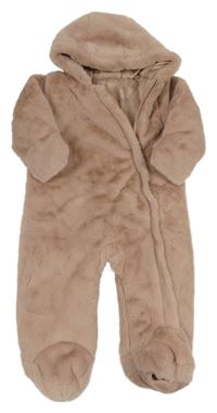 Světlerůžová kožešinová zateplená kombinéza s kapucí Matalan