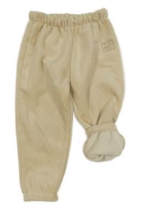 Béžové žebrované sametové zateplené tepláky Zara