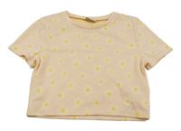 Světlerůžové úpletové květované crop tričko Matalan
