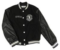 Černá flaušovo/koženková baseballová podšitá bunda - Wednesday H&M