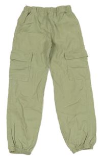 Světlezelené cargo cuff lehké kalhoty C&A