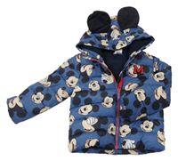 Tmavomodrá šusťáková zimní bunda s Mickeym a kapucí Disney