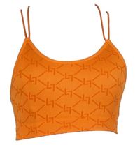 Dámský oranžový vzorovaný žebrovaný crop top Primark 