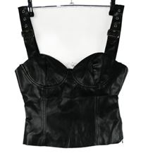 Dámský černý koženkový crop top MissGuided 