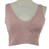 Dámská růžová žebrovaná braletka s krajkou 