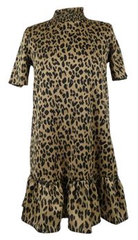 Dámské béžovo-černé vzorované šaty Zara 