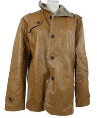 Dámská hnědá vzorovaná koženková zateplená bunda 