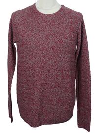 Pánský červeno-šedý melírovaný vzorovaný svetr Cedarwood state 