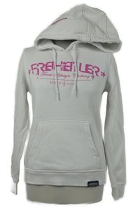 Dámská bílá mikina s nápisem a kapucí Frehteler